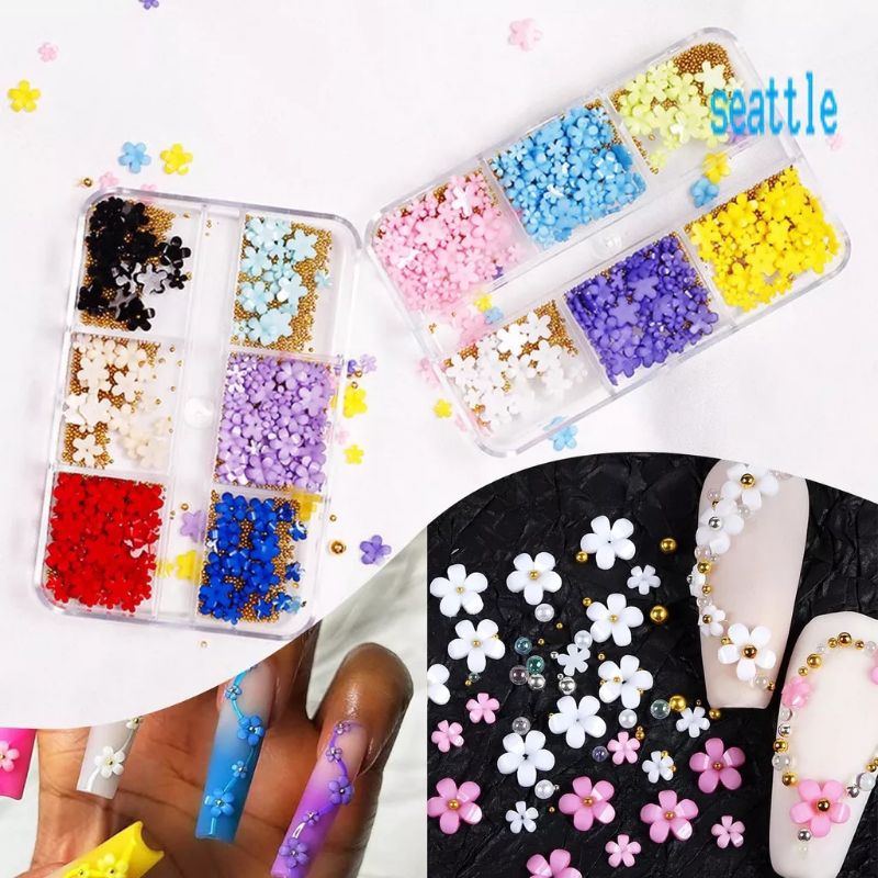 Ornamen Bunga 3D Untuk Dekorasi Nail Art Charms