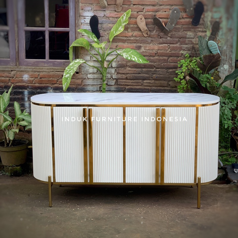 BUFET PAJANGAN STAINLES TOP HPL MARMER