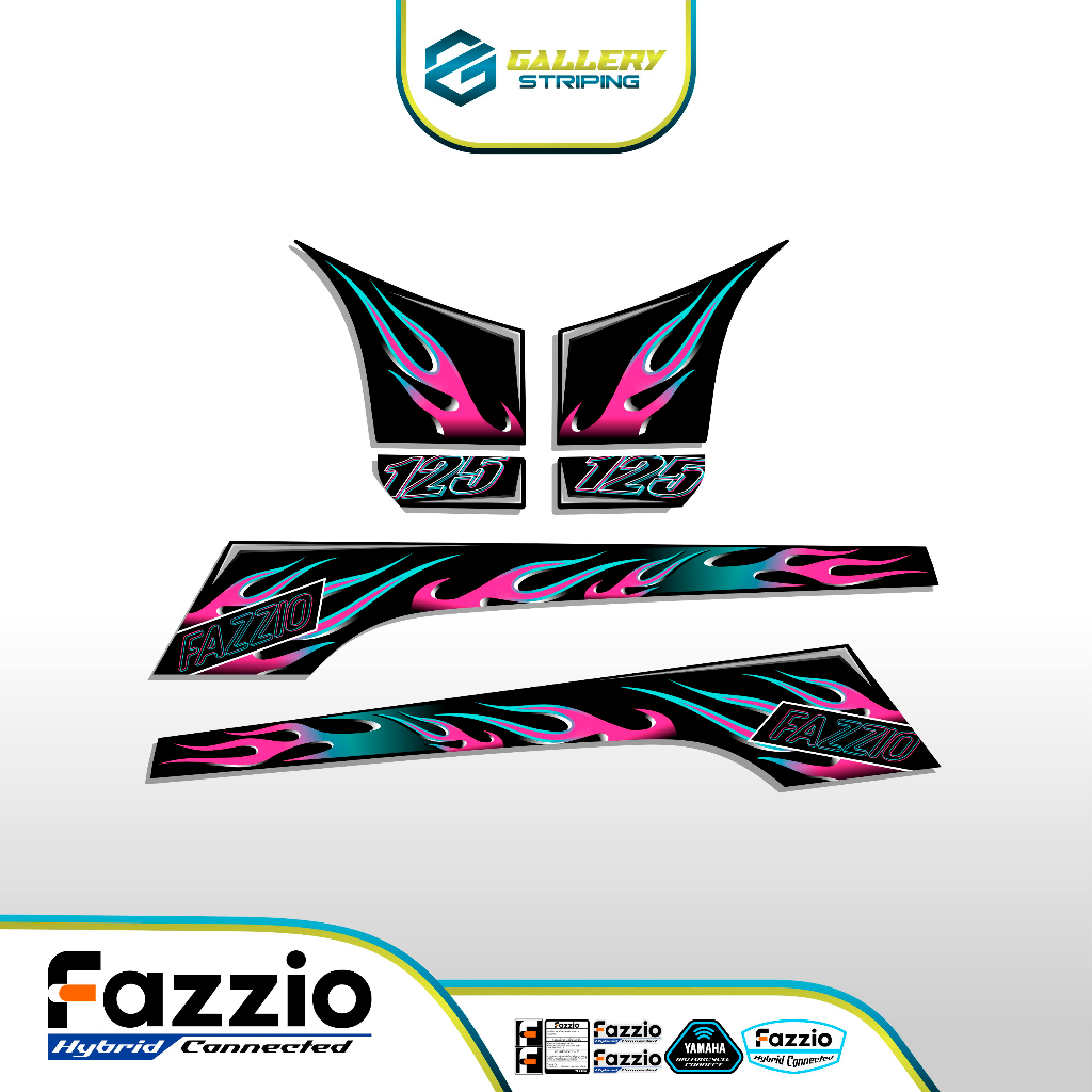 Striping Sticker Fazio Combo Fire Stiker Yamaha Fazio Edisi Tribal
