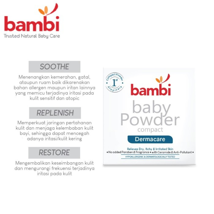 BPOM BAMBI BABY POWDER COMPACT DERMACARE 40GR / BEDAK BAYI SENSITIF KULIT EKSIM / SYE