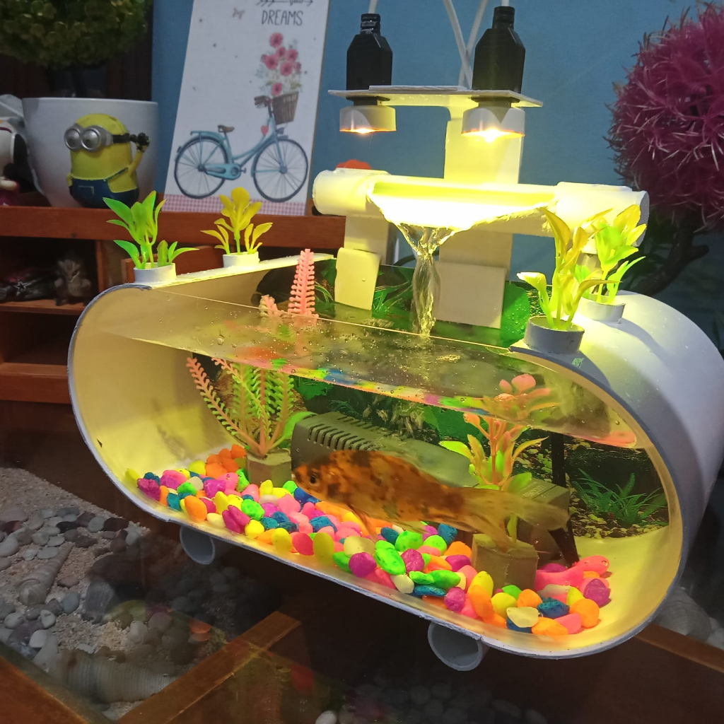 Aquarium Minimalis Full Set Airterjun Bahan Akrilik ACR004