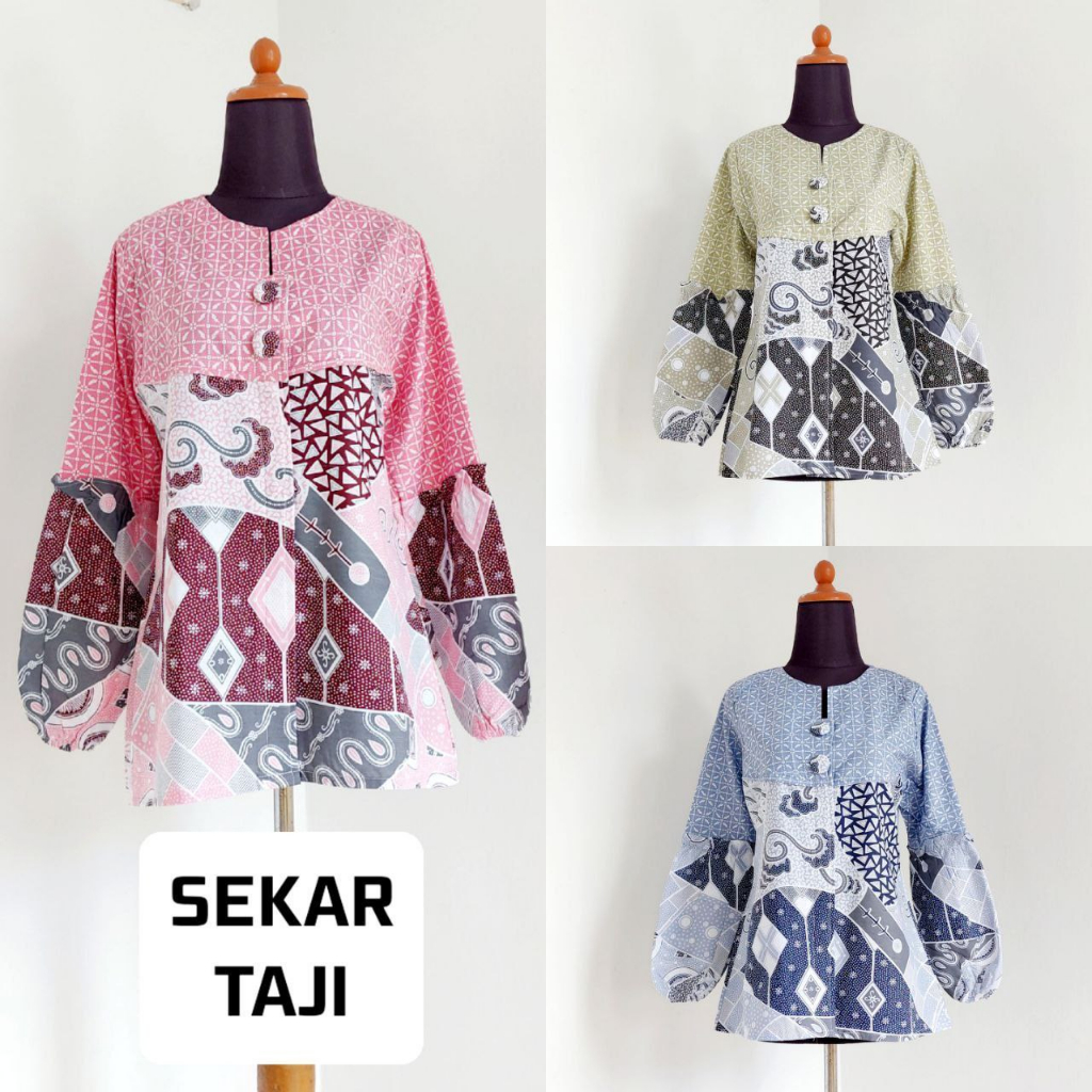 Baju Batik Wanita Modern Atasan Blouse Batik Kerja Kantor Wanita