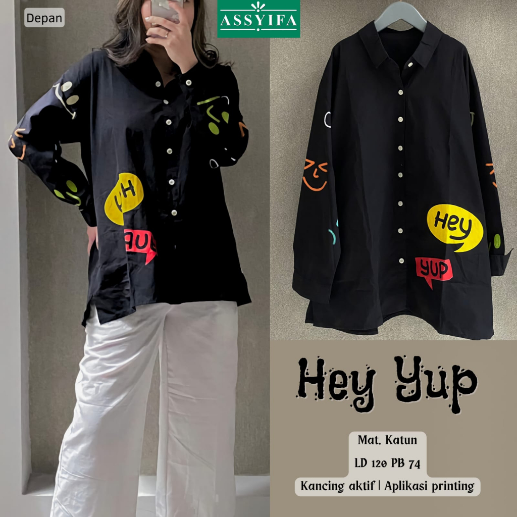 KEMEJA KASUAL WANITA LENGAN PANJANG JUMBO LD 120 MOTIF TERBARU / PAKAIAN WANITA BAJU ATASAN KEMEJA H