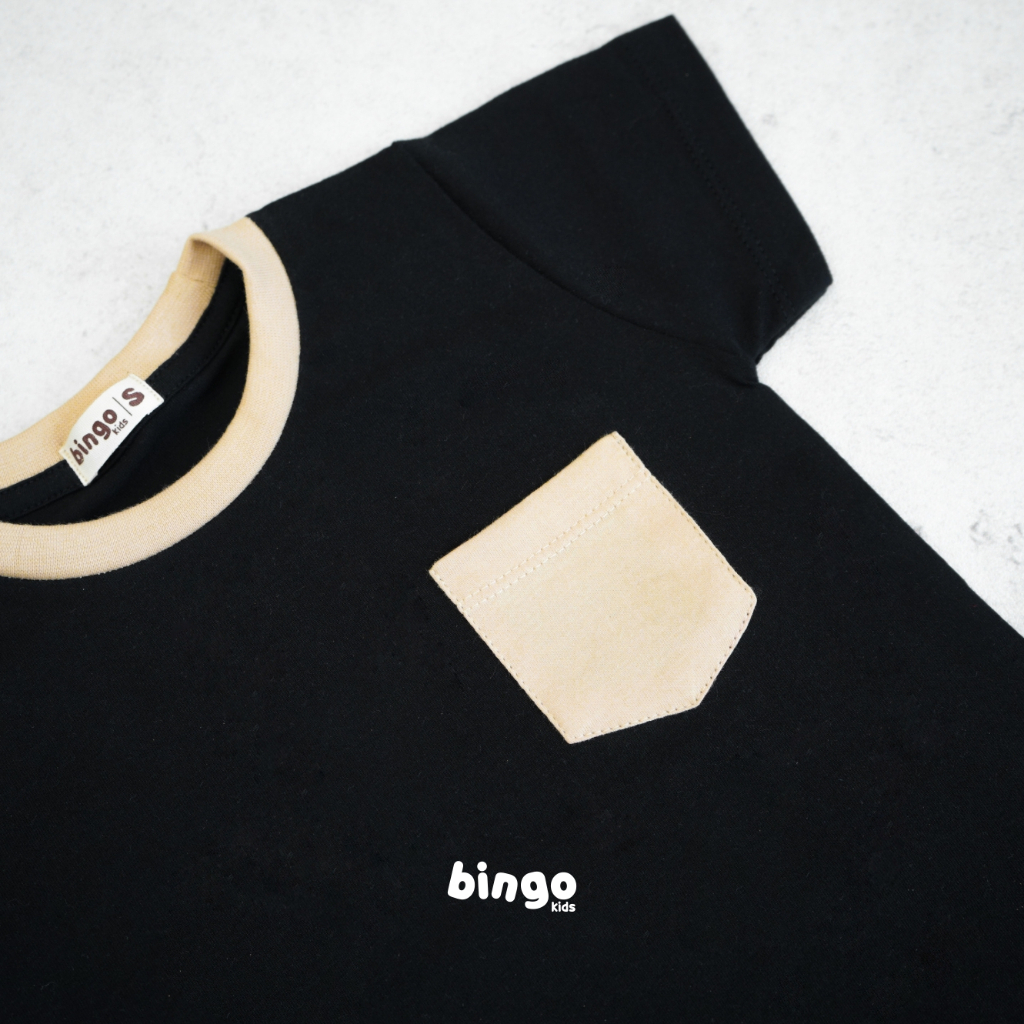 BINGOKIDS | MIX POCKET T-SHIRT / Kaos Saku Mix Warna Anak Balita 1-5 Tahun               Anak Laki Perempuan Unisex Katun Premium Mix Monochrome Monokrom Black Hitam Putih White Tosca Abu