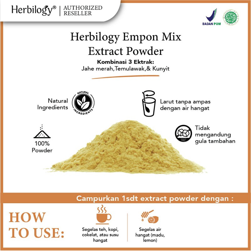 Herbilogy Empon Mix (Ekstrak powder Kunyit, Temulawak, Jahe Merah) 100g / anti inflamasi / anti oksidan / kesehatan tubuh