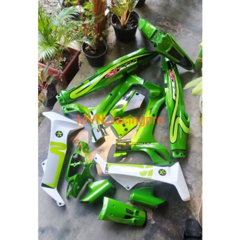 Paket cover body bodi full set halus Yamaha Fiz r hijau Caltex kualitas terjamin bahan tebal mirip O