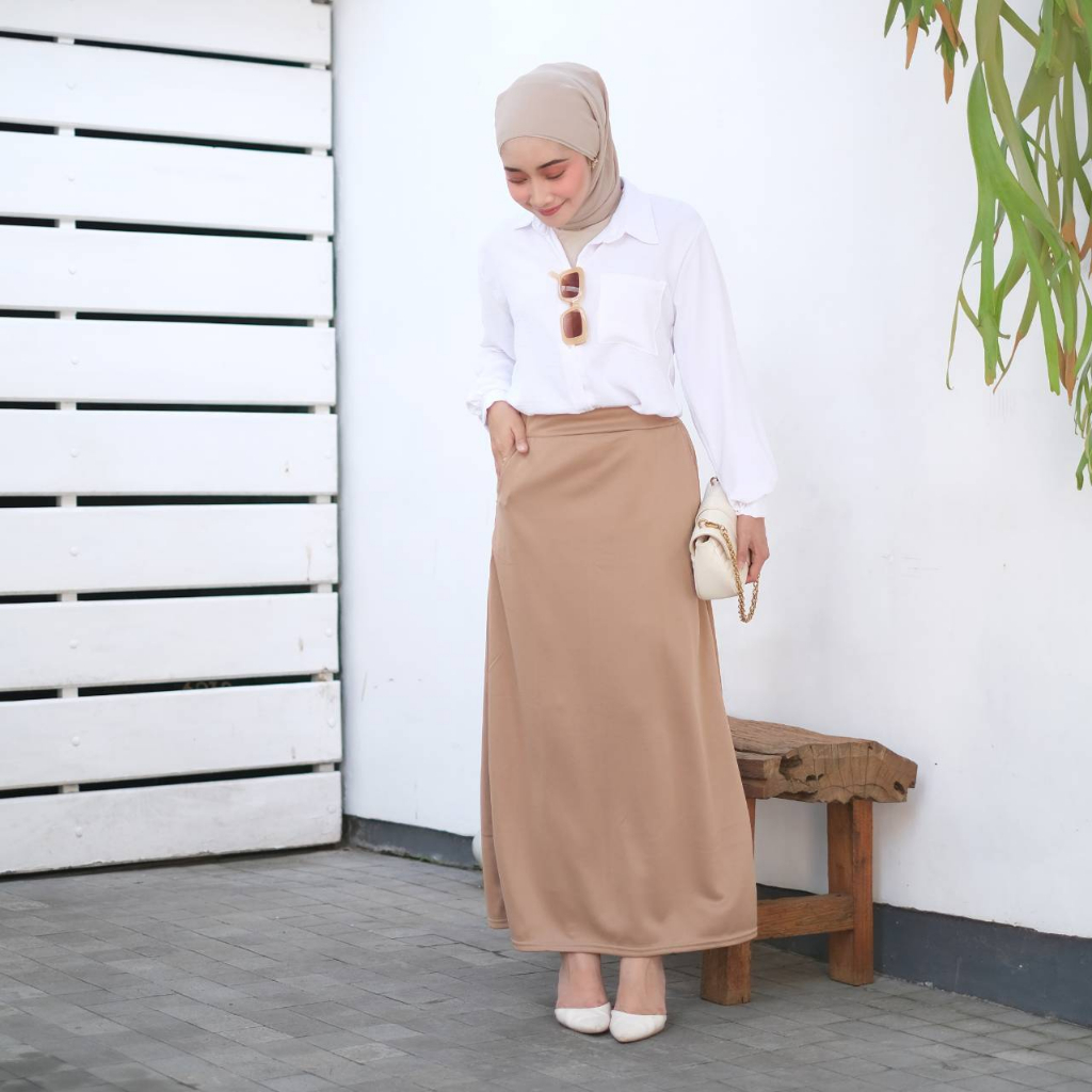 ROK SCUBA A-LINE / ROK KERJA WANITA / KARITA SKIRT DEEWIDIY