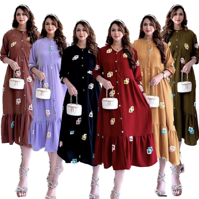 DASTER ANDIN ARAB AYUMI || BAHAN KRINGKEL PREMIUM || MODEL KANCING DEPAN BUSUI &amp; BUMIL LD 110