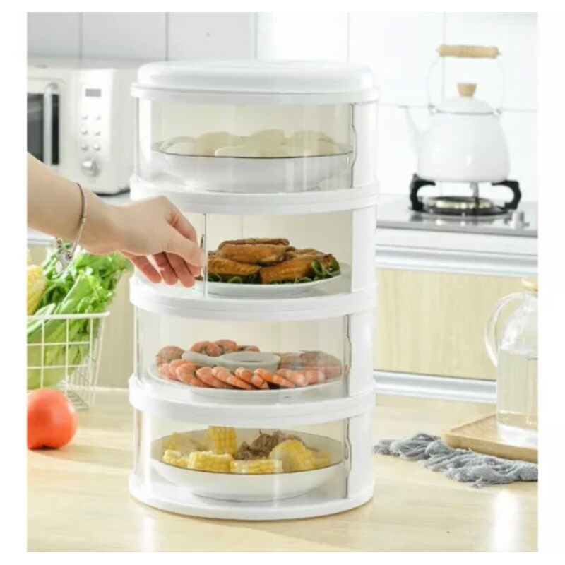 Tudung Saji 4 Susun FOOD GRADE  Lebih Tebal Cover Multilayer 1KG Tempat Penyimpanan Makanan 4 Tingkat Fit Sudah Dirakit dan Siap Digunakan Praktis Tempat Penyimpanan Makanan Multi Layer Food Cover