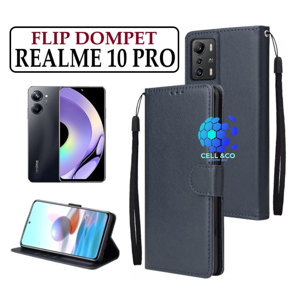 FLIP COVER REALME 10 PRO LEATHER WALLET PREMIUM FLIP CASE BUKA TUTUP KESING HP CASING FLIP CASE WALLET