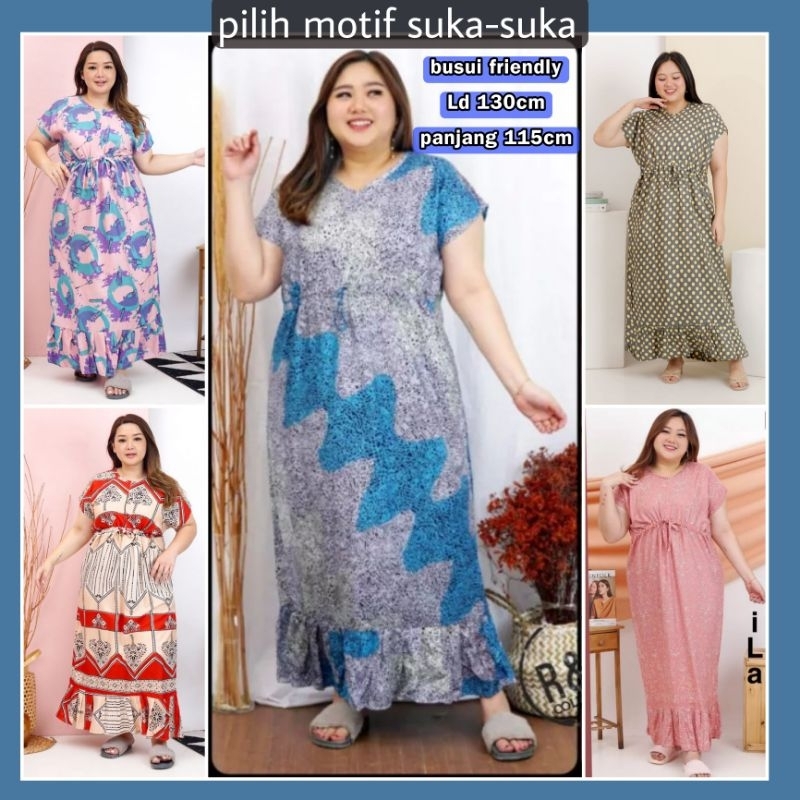butik kalila Paket ruffle Serut extra jumbo suka suka busui / dress semata kaki  ecer grosir termura