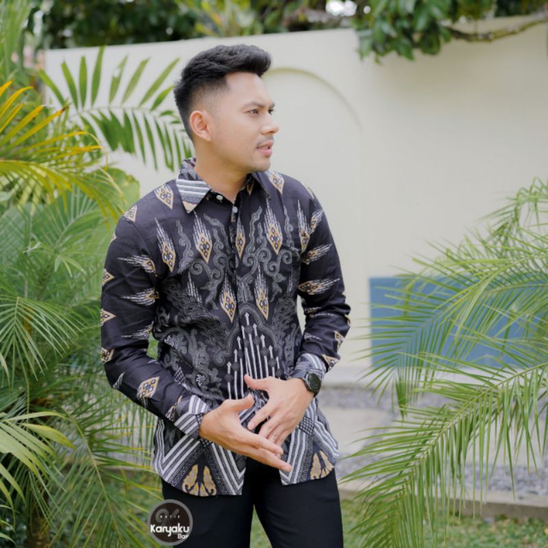 (BISA COD) kemeja batik slimfit kemeja batik pria lengan panjang kemeja formal baju batik modern batik pria