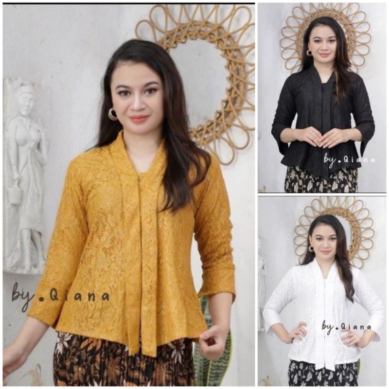 Hilya Kebaya - baju atasan kebaya brukat floy kutubaru jumbo polos LD 120 atasan kebaya brokat floy 