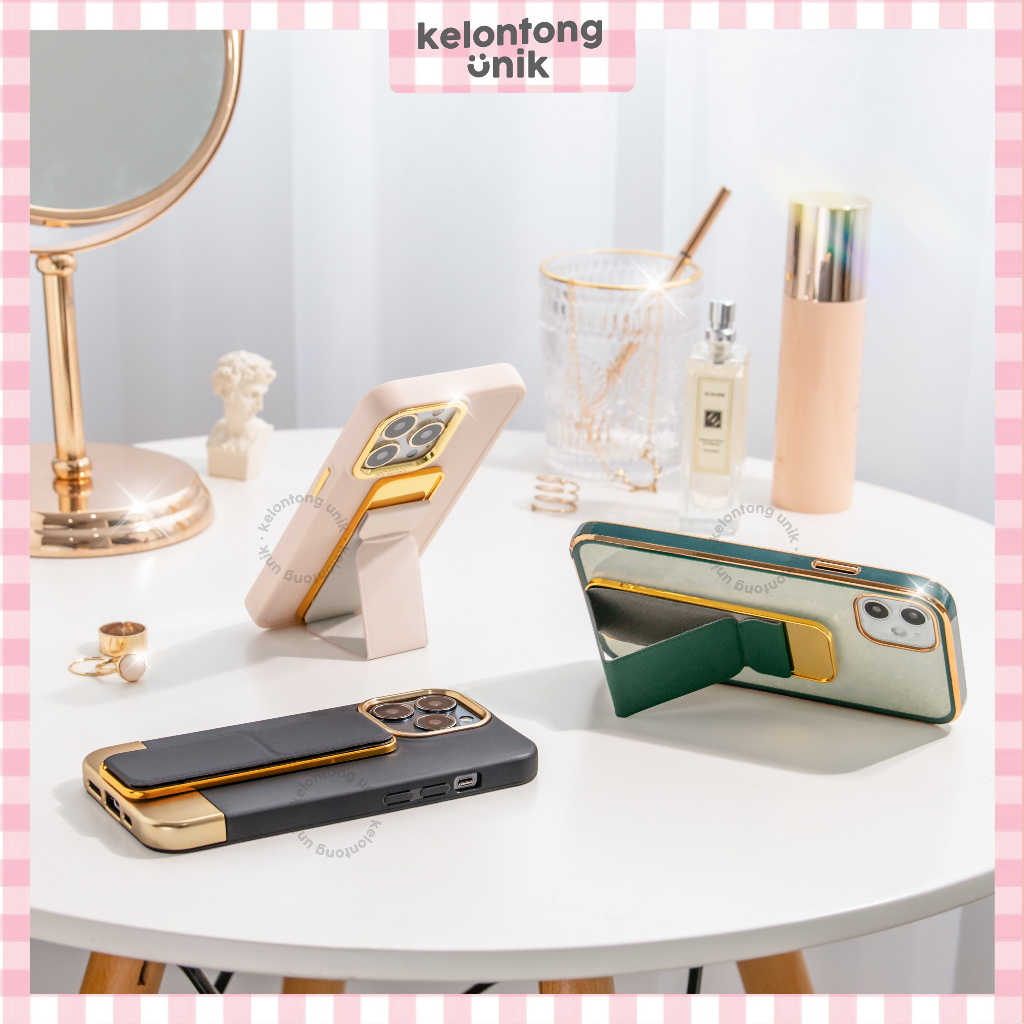 GOLD PLATING LEATHER - 2 in 1 Magnetic Phone Grip &amp; Phone Stand/ Phone Holder