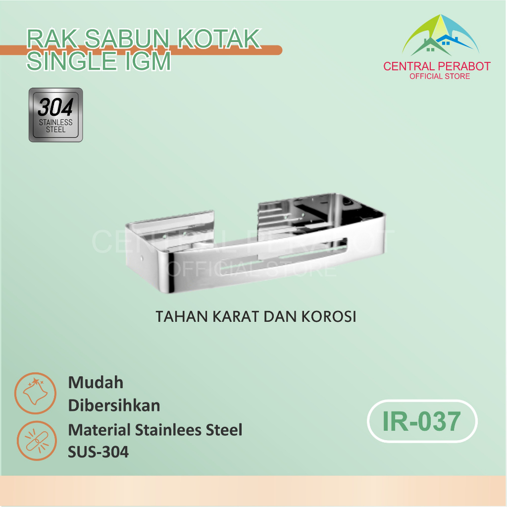 IGM IR-037 Rak Sabun Kotak IGM Rak Toilet Closet WC Rak Kamar Mandi Tempel Tempat Gantung Anti Karat