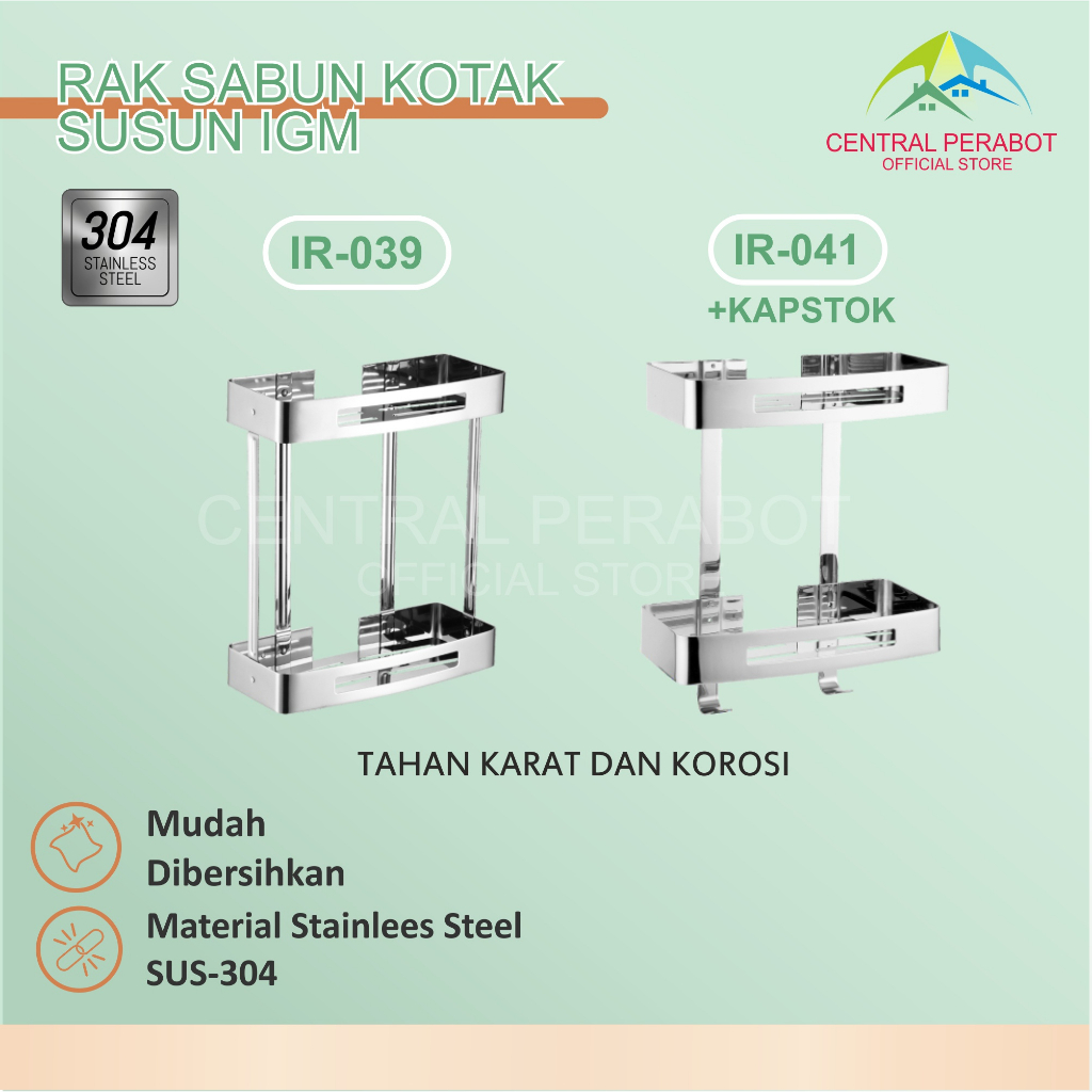 IGM IR-039 IR-041 Rak Sudut Kamar Mandi Toilet IGM Siku Dinding 2 Susun Tempat Sabun Shampo