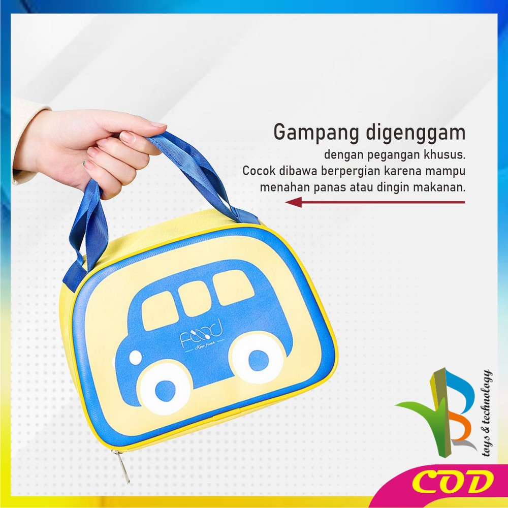 RB-T46 Tas Lunch Box Makan Siang Cooler Bag Karakter Mobil Tahan Panas Portable / Tas Bekal Lunch Bag Tas Tempat Bekal Organizer bag