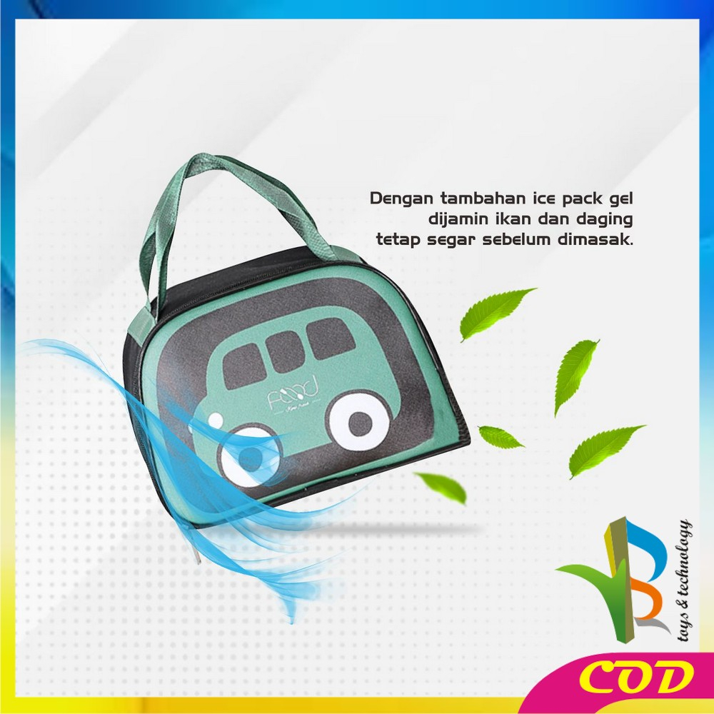 RB-T46 Tas Lunch Box Makan Siang Cooler Bag Karakter Mobil Tahan Panas Portable / Tas Bekal Lunch Bag Tas Tempat Bekal Organizer bag