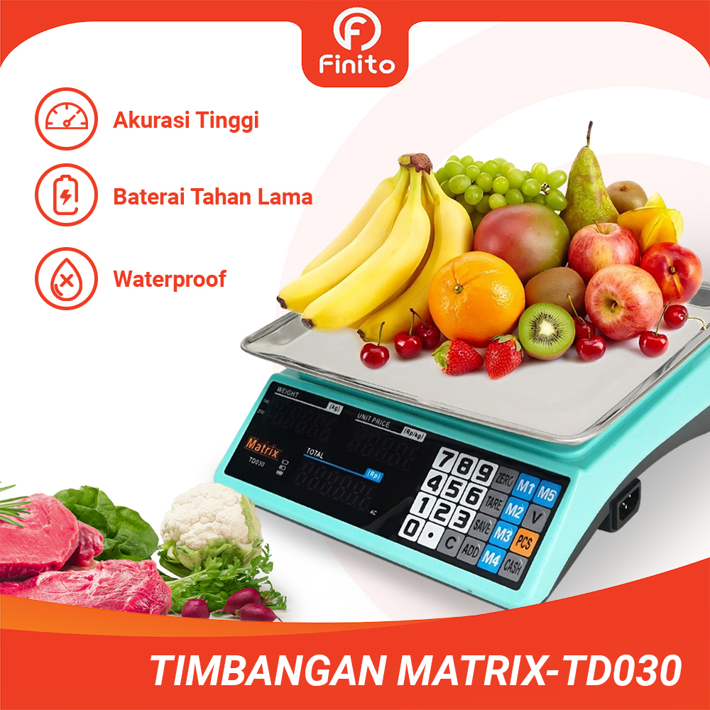 Timbangan Digital 30 KG(40kg) Matrix-TD030 dan FDS-30 Double Display Anti Air, Garansi 1 Tahun