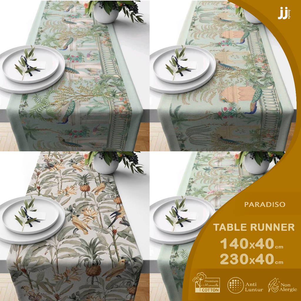 TABLE RUNNER TAPLAK MEJA MOTIF PARADISO SERIES PRINT 140X40 230X40