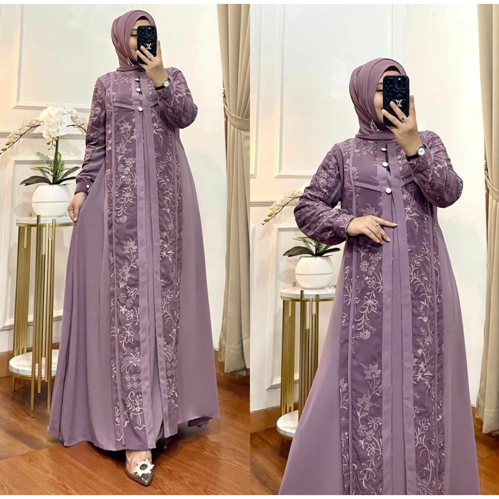 GEMORA DRESS CERUTY BABYDOLL FULL FURING BUSUI FRIENDLY - DRESS KONDANGAN DRESS PESTA ABAYA DRESS