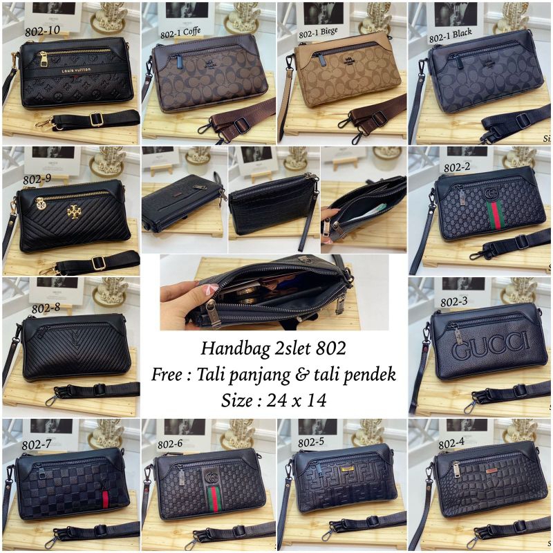 Handbag Pria Dan Wanita 2 Resleting Kode 802 Import