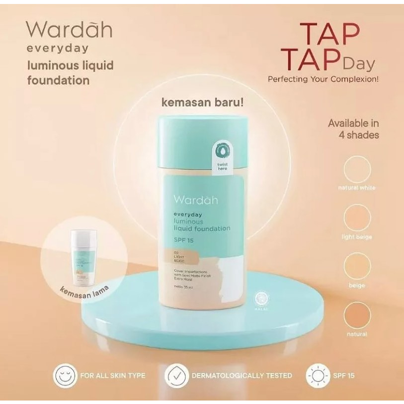 Wardah Everyday Luminous Liquid Foundation - Alas Bedak Cair Matte Natural SPF 15