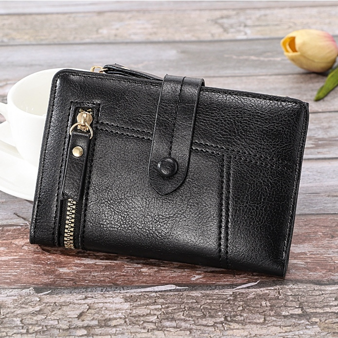 DOMPET LIPAT WANITA KOREA KEKINIAN KULIT HITAM JARDINE WA723B5 MINI SLOT KARTU RESLETING UANG KOIN KECIL REMAJA CEWEK SIMPLE PREMIUM LUCU MURAH BRANDED BATAM FASHION TERBARU