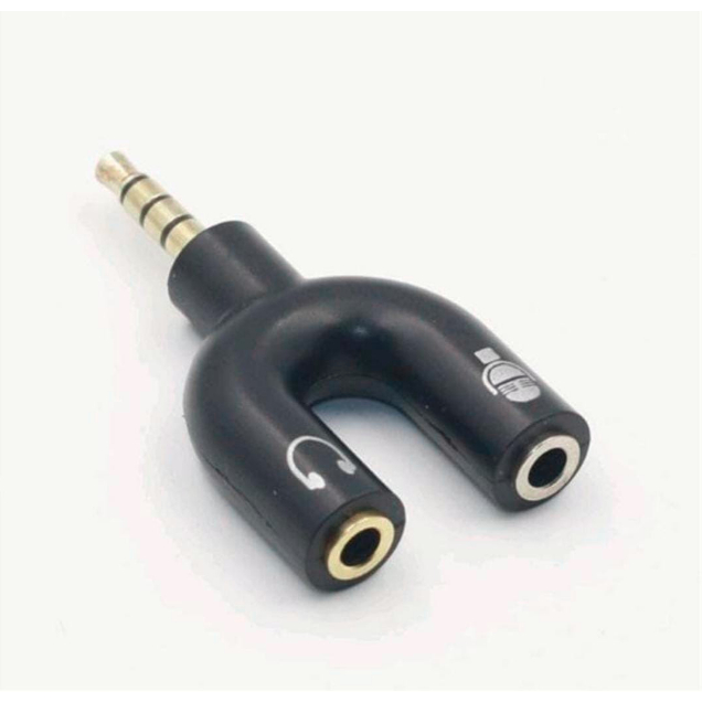 DHIO  Audio Splitter Jack 3.5mm to dual female U Shape 2in1 (Mic &amp; Audio)