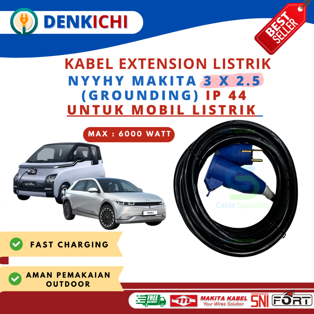 kabel perpanjangan mobil Listrik (EV Charger Extention) max 6000Watt Pendek