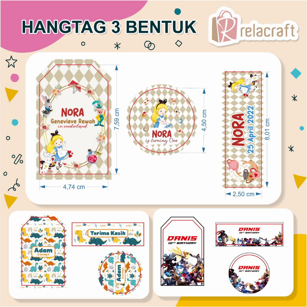 HANG TAG 3 MOTIF/HANGTAG ULTAH/HANG TAG CUSTOM