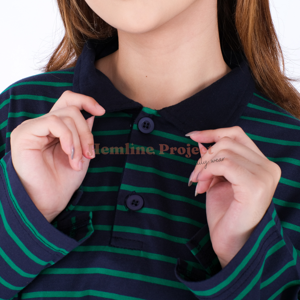 Hara Navy Fuji Oversized Stripe Top