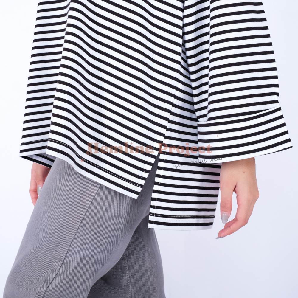Hanaa Oversized Black Stripe Denim