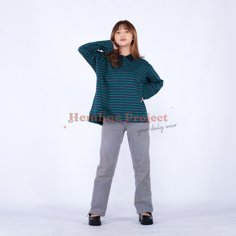 Hara Navy Fuji Oversized Stripe Top