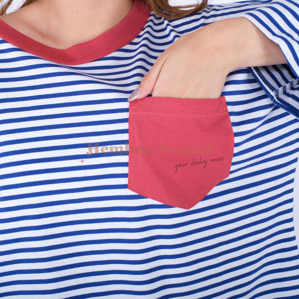 Hanaa Oversized Blue Stripe Blush