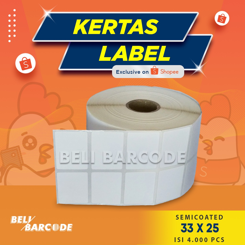 Stiker Label Semicoated 33 x 25 mm 2 Line isi 4.000 Pcs Cetak Resi