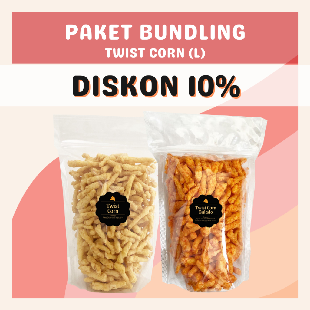 [DELISH SNACKS] Paket Bundling Twist Corn (L) / Snack Cemilan Camilan / Special Bundle Package / Ori + Balado