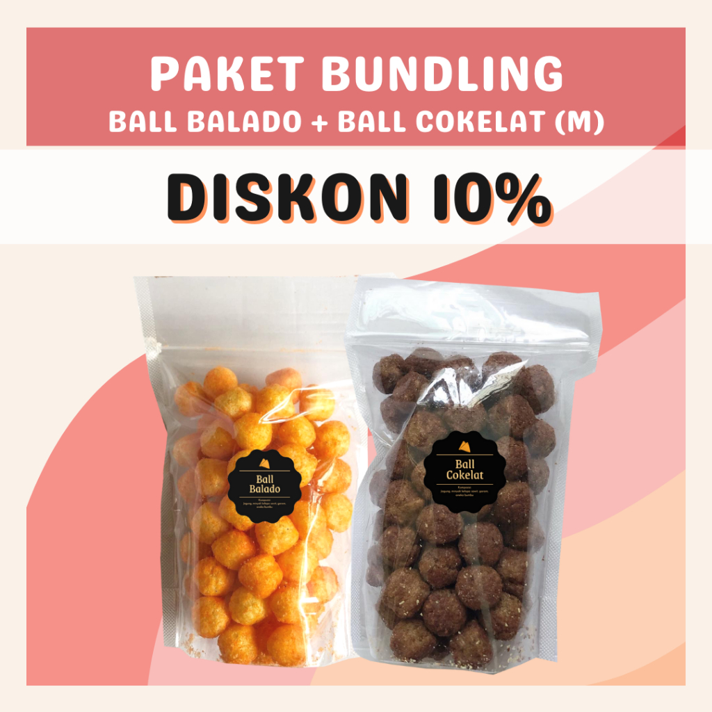 [DELISH SNACKS] Paket Bundling Ball Cokelat + Keju + Balado (M) / Bundle Package Snack Cemilan Camilan Chiki Ball