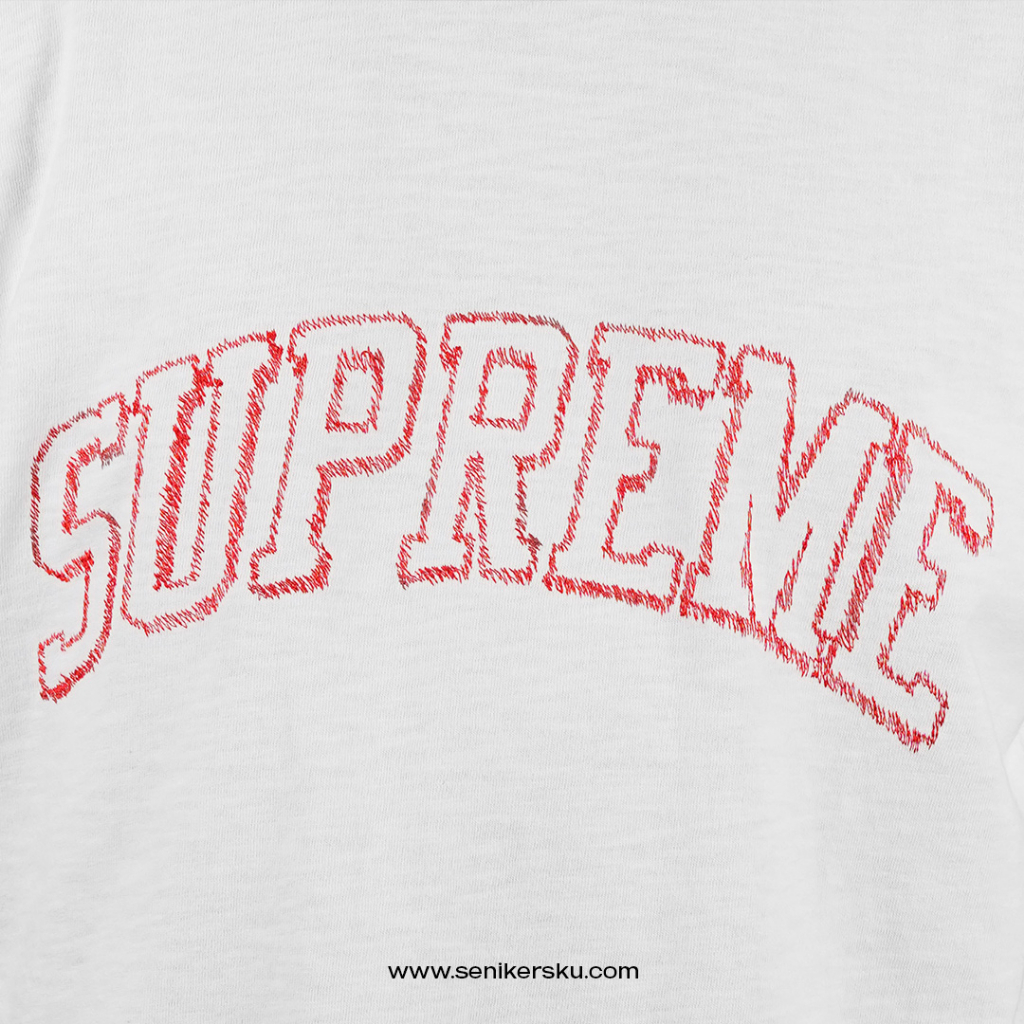 Supreme Sketch Embroidered White Tee