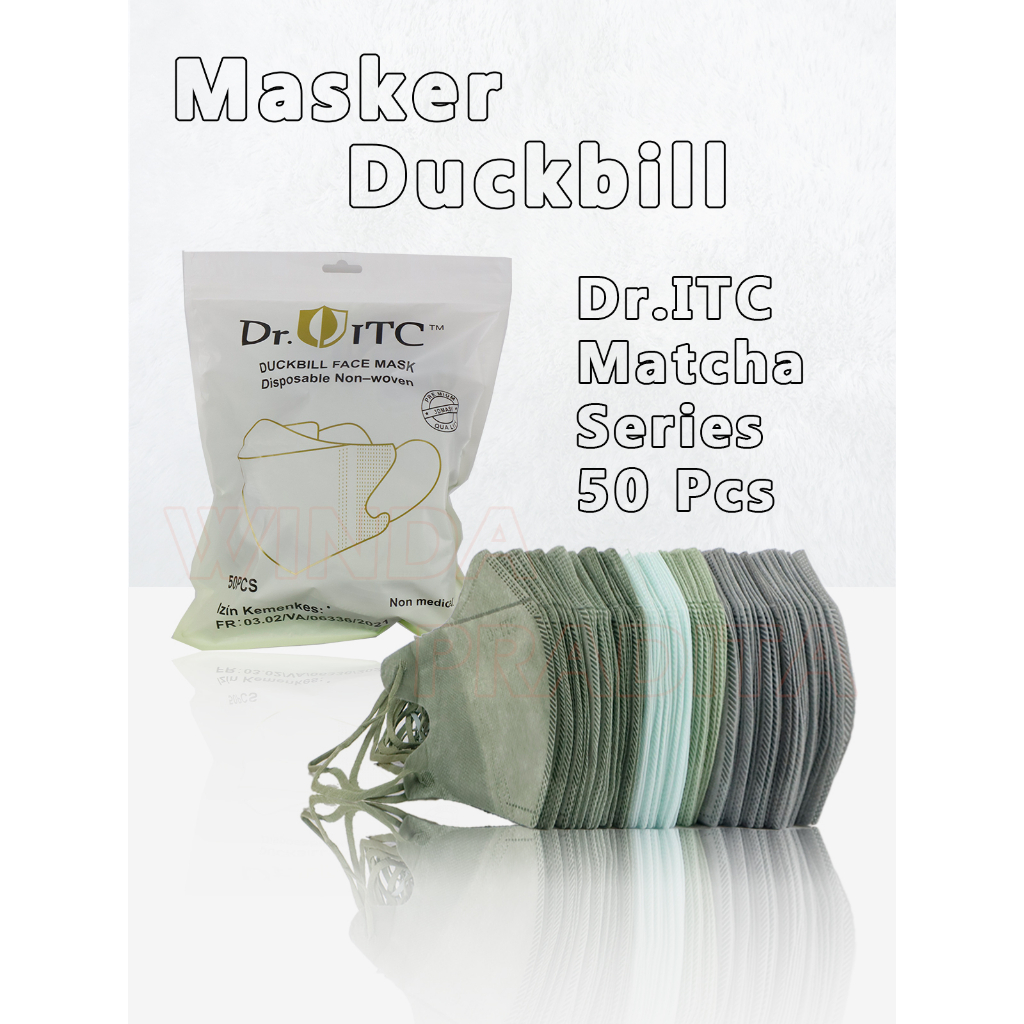 Masker Duckbil Masker Duckbill 50 Pcs Mix Warna Warni  Face Mask-DB ITC Series Matcha