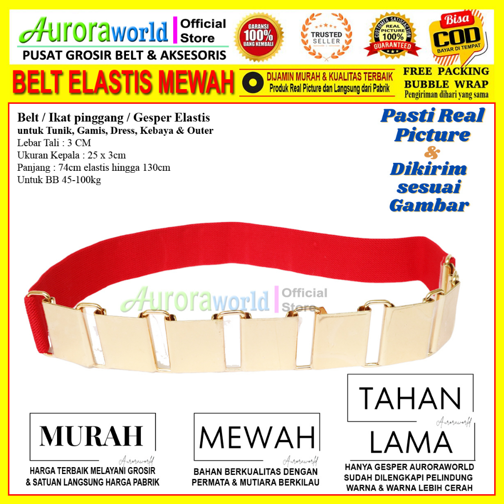 Auroraworld - PAKET MEWAH PAKET USAHA HEMAT 3PCS GESPER IKAT PINGGANG ELASTIS BELT WANITAFASHION FREE Bonus Spesial