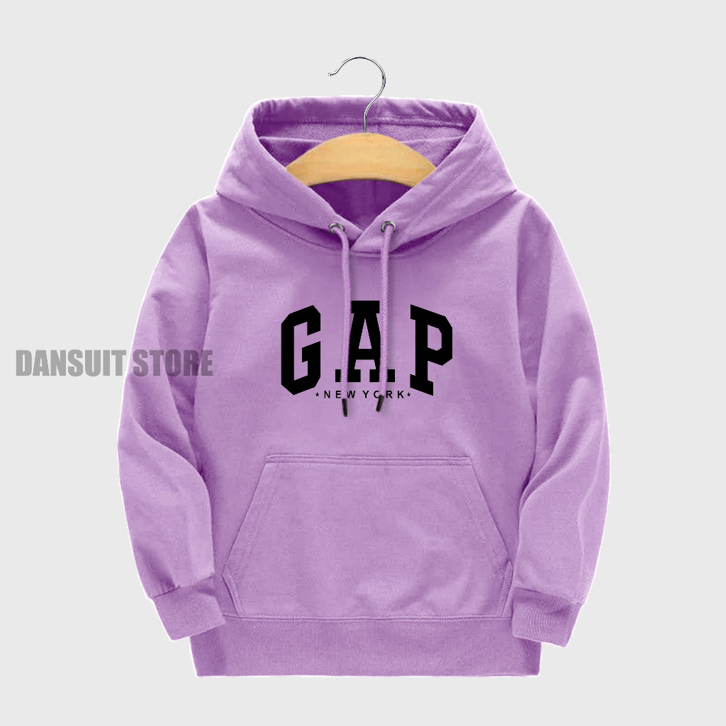 Sweater Hoodie Anak Laki-laki/Perempuan Usia 4-13 Tahun Motif Sablon GAP Bahan Tebal Premium Warna Pastel