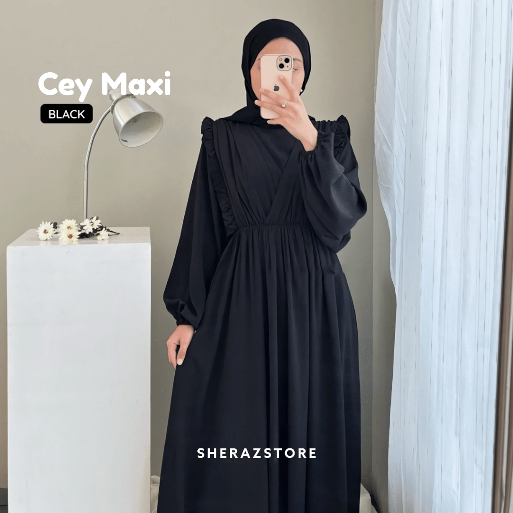 CEY MAXI XL XXL XXXL Gamis Dress Putih Hitam Wanita Jumbo Ld 120 130 140  Bahan Crinkle Airflow Terbaru 2023