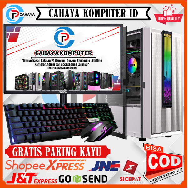 PC Rakitan Fulset Murah Intel i7 Ram 16GB HDD 1Tb Vga Gt 1030 LED 22 Inch Siap Pakai Free Kaos