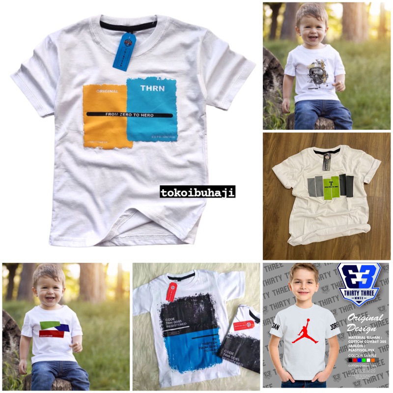 COD ~ JUAL RUGI HABISKAN STOK Kaos katun anak 2-8tahun (WARNA PUTIH) distro thirteen thirty three po