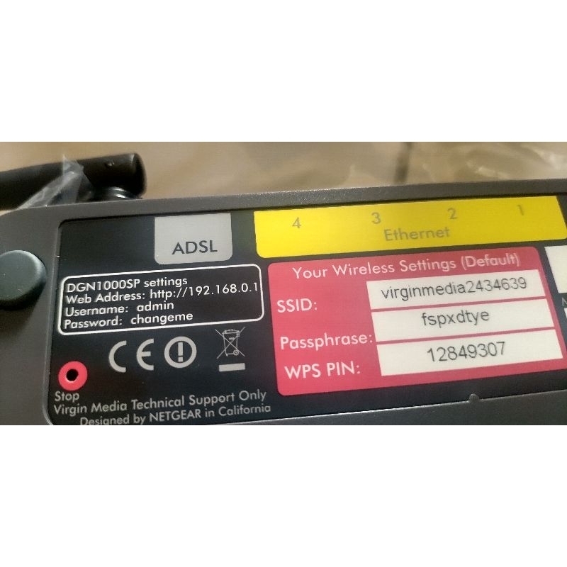 NETGEAR ROUTER WIFI ADSL DGN1000SP