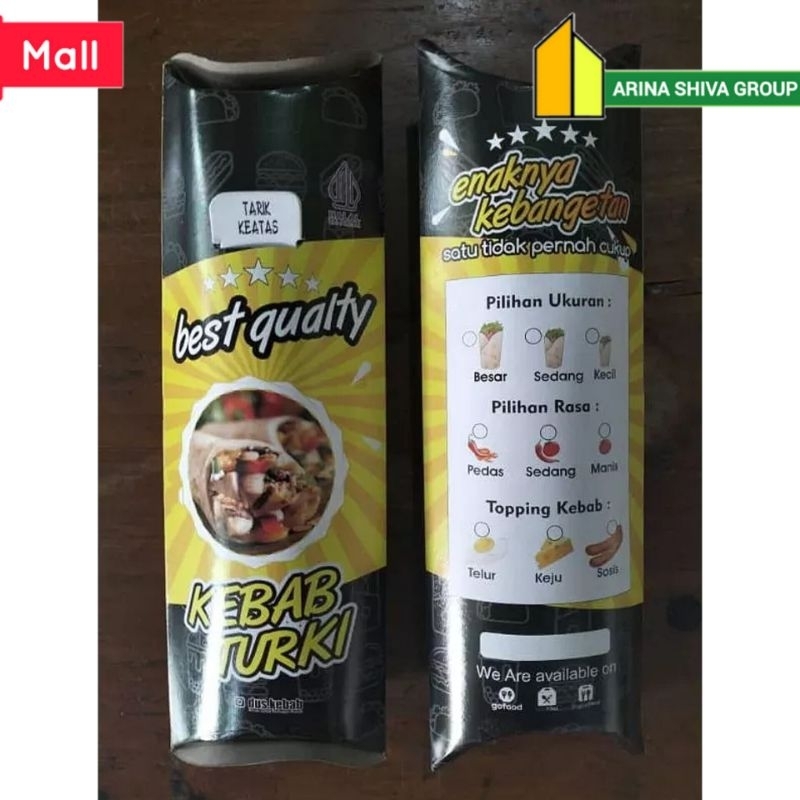 

150 LEMBAR KERTAS KEBAB TARIKAN UKURAN 25 × 9,5 CM HIGH QUALITY PAPER CRAFT TEBAL PRODUK TERBARU | KOTAK KEBAB KEKINIAN | DUS KEBAB VIRAL TIKTOK | KEMASAN KEBAB KEKINIAN | BOX KEBAB VIRAL | ARINA SHIVA GROUP 6012