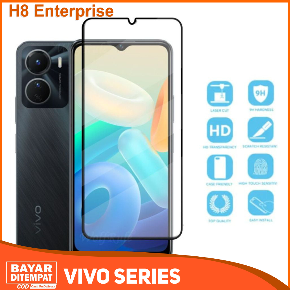 Tempered Glass Full Vivo Y02 Y16 Y55S Y75 5G Anti Gores Kaca Full Layar