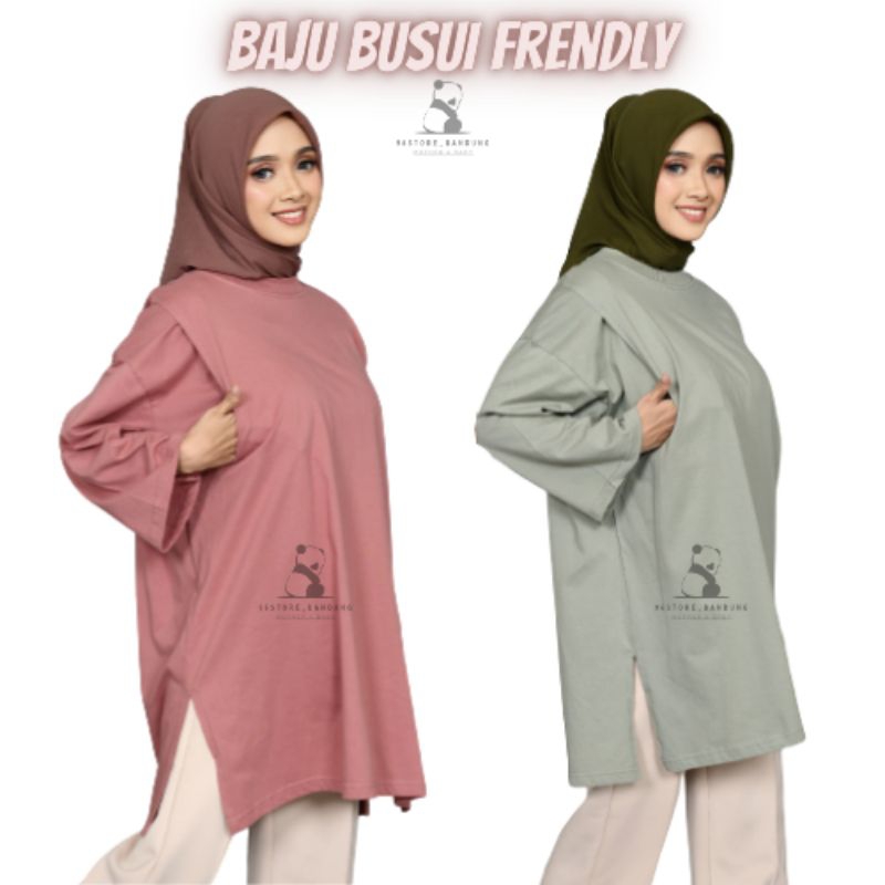 Baju Menyusui Bukaan Kanan Kiri Kaos Menyusui Oversize Bukaan Samping