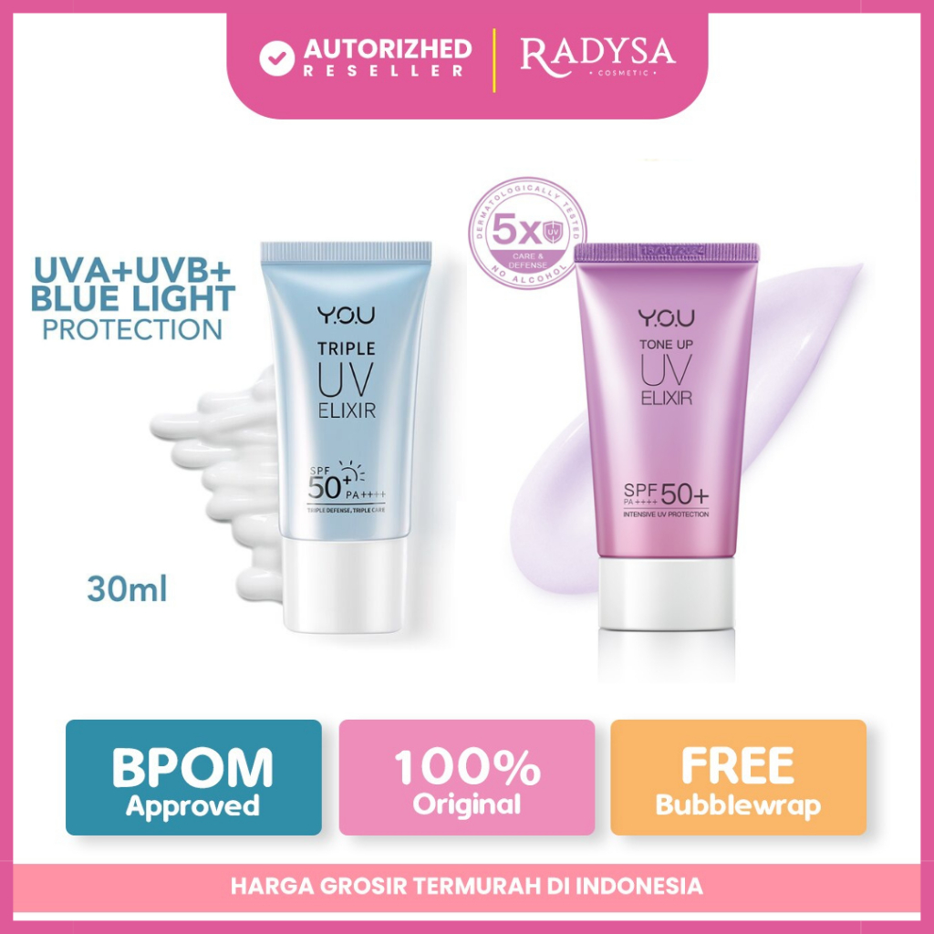 𝐑𝐀𝐃𝐘𝐒𝐀 - YOU Tone Up UV Elixir SPF 50+ PA++++ 40ml | YOU Triple UV Elixir Sunscreen Gel SPF 50+ PA++++30ml